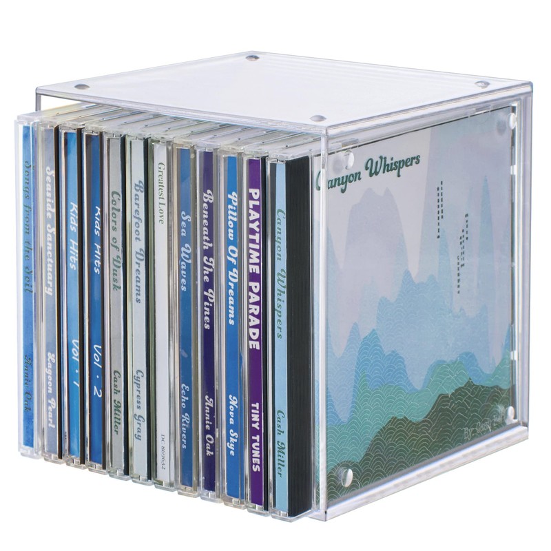 STORi Stackable Clear Plastic CD Organizers (2 Pack) Cube Jewel