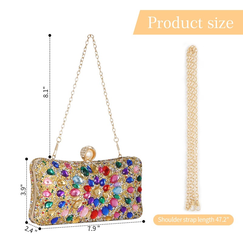 Beaguful - Bolsas de noche para mujer, con diamantes de