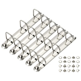 PATIKIL A5 3 Hole Ring Binder Mechanisms, 5 Set 1.18" D Ring Replacement Binder Planner Loose Leaf Binding Spines for Organizers DIY Fill Paper Storage Folder Accessories, 26mm Silver Tone