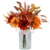 JARELING Silk Flowers with Vase, Artificial Flowers Arrangement with Glass