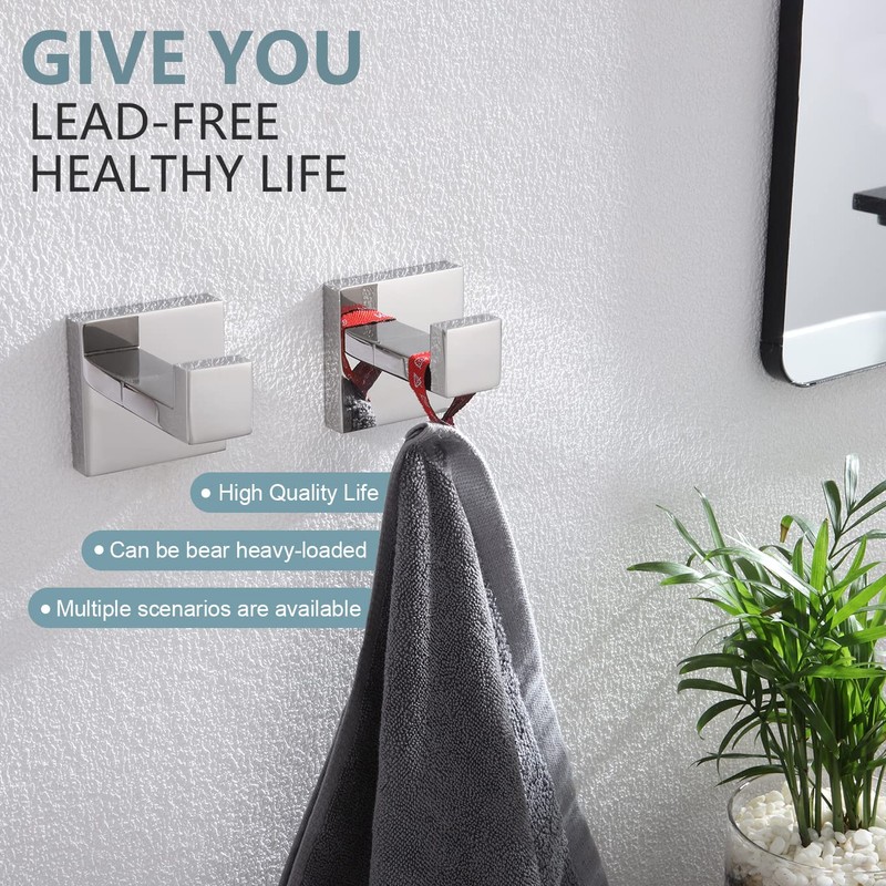 KOKOSIRI Bath Towel Hook Wall Mount Square Robe Hook Coat