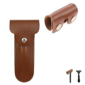 LONGHAO 2 x Razor Case Leather Double Edge Razor Head Protective Sheath Travel Case for Razor Set Safety Razor Cover Made of Leather Portable Razor Protective Case for All Razors and Safety Razors