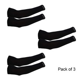 Phirsein Pack of 3 Black UV Protection Cooling Sports Arm Sleeves Compression Sun Sleeves for Men & Women