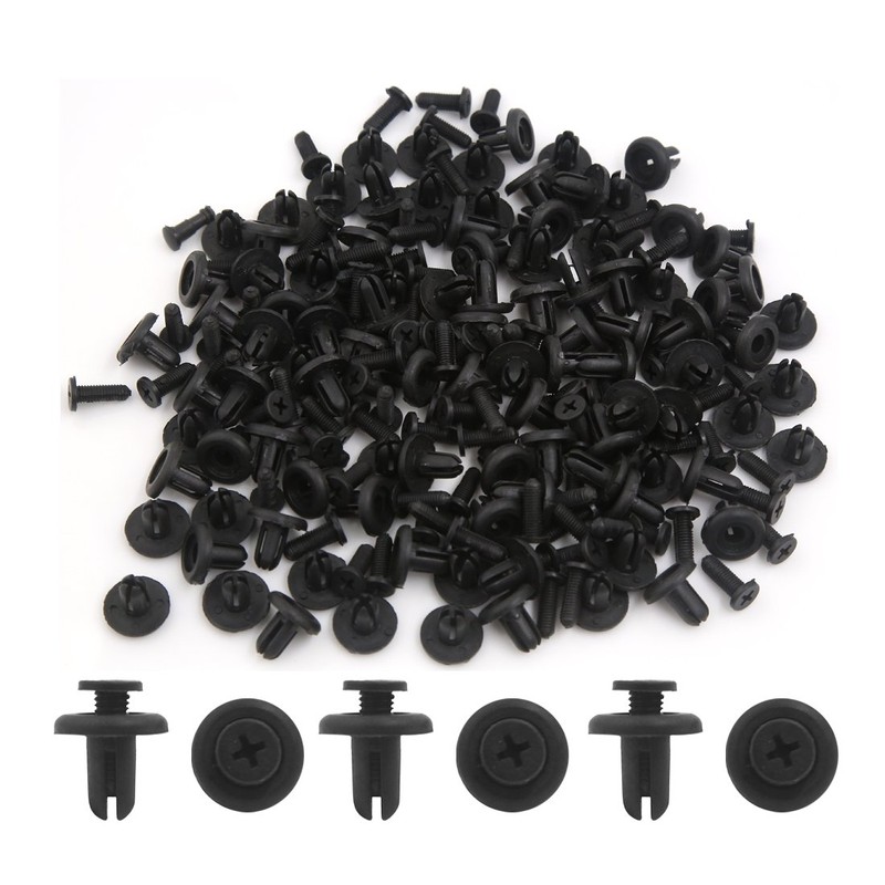 uxcell 100Pcs 7mm Hole Black Plastic Push in Rivet Interior