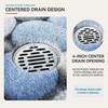 Large Square Shower Mat Non Slip with Central Drain Hole