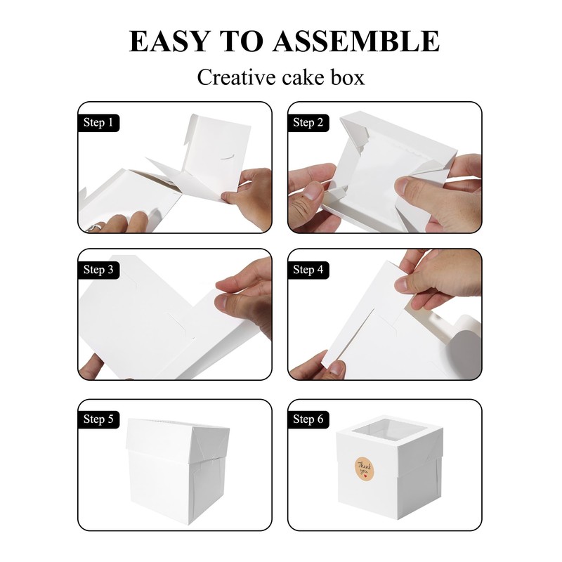 COTOPHER 15Pcs 6x6x6 Inches Mini Cake Boxes, Square Bakery Boxes