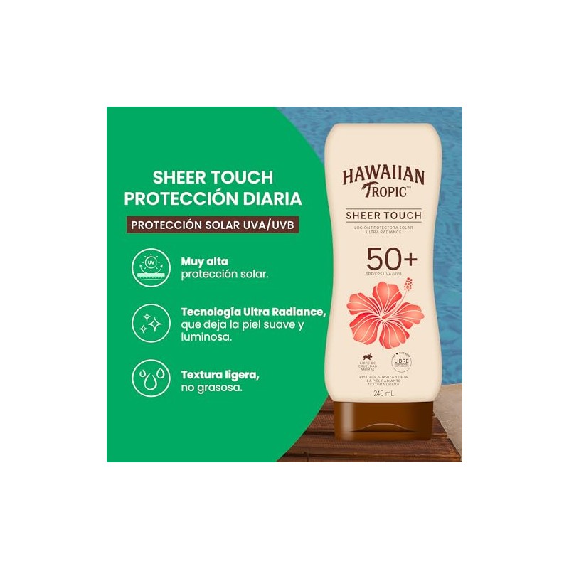 Hawaiian Tropic Sheer Protector Solar 50 FPS Loción de 240ml