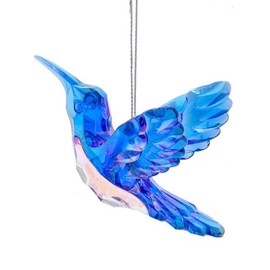 Kurt Adler Hummingbird Ornament - Blue and Clear Iridescent Peacock Colors