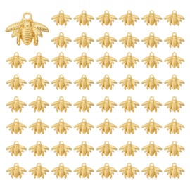 PATIKIL Bee Charm, 100 Pcs Alloy Honeybee Charm Pendant for Woman Necklace Earring Bracelet Jewelry Making and DIY Crafts, Light Gold, 0.6 x 0.8 Inch
