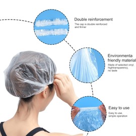 Zynewa Pack of 200 Disposable Caps, Elastic Disposable Caps, Plastic Shower Caps, for Cosmetics, Beauty, Kitchen, Home Industry, Hospital (Pink)