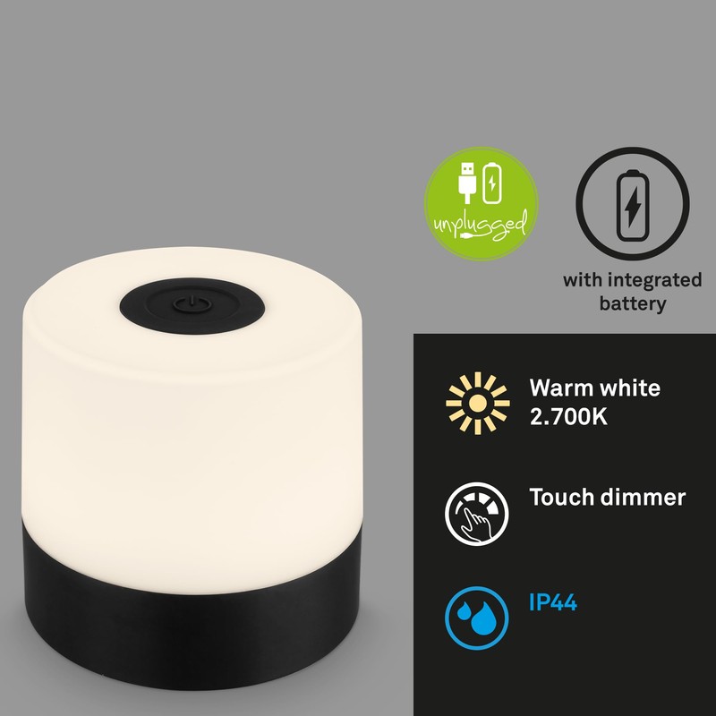 BRILONER Mini LED Table Lamp Wireless, Dimmable Bedside Lamp Touch,