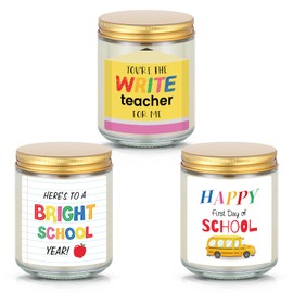 MTLEE 3 Pcs Back to School Gift for Teachers and Students First Day of School Soy Candle Teacher Appreciation Gifts for Women Men Teacher Educator Desk Decor