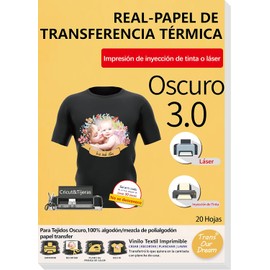 TransOurDream - Marca de confianza.Papel de Transferencia Para oscuro Camiseta 3.0 (8.5x11’’ 20 Hojas) Papel Transfer Apto Para Impresora Tinta& Láser Fácil de Usar, Perfecto para Fiesta. (MX-D3-20)