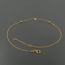 Betty's Bijoux 14K YELLOW GOLD STAR AND MOON 9/10" ADJUSTABLE ANKLET