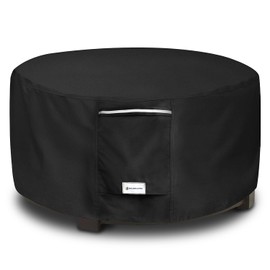 Seal Skin Covers Outdoor Fire Pit Cover – Round 32” Dia X 13.5”H, Heavy Duty Waterproof Fabric with PVC Coating, Windproof, Tear & Weather Resistant Fire Table Cover for Patio, Black