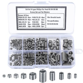 200 Pieces Helicoil Set, Stainless Steel Wire Thread Repair Insert Assortment, Wire Thread Inserts, M3 M4 M5 M6 M8 Thread Repair Kit, Helicoil Type Screw Repair Sleeves Running Wire Thread