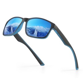 Occhsouo Sunglasses Men's Polarised Women's UV400 Protection Sports Sunglasses Men Women TR90 Ultralight Frame Black Retro Polarised Sunglasses for Fishing, Fishing, Driving, Skiing, blue