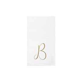 Vietri Papersoft Gold Monogram Guest Towels - B Pack/20-7.75" x 4.5" Spunlace Disposable Napkins