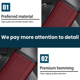 Osilly Car Seat Belt Pads, 2 Pack Fiber Leather Seatbelt Shoulder Strap Covers, More Comfort Driving & Protect Your Neck, Universal Safety Strap Cover for Auto SUV Truck Airplane Backpack (Wine Red)