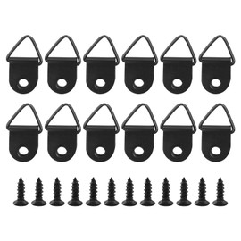 Hordion 100pcs Triangle D Ring Picture Hangers, Heavy Duty Single Hole Picture Frame Hanger for Hanging Photo Paintings Artwork Mirror Clock, Black