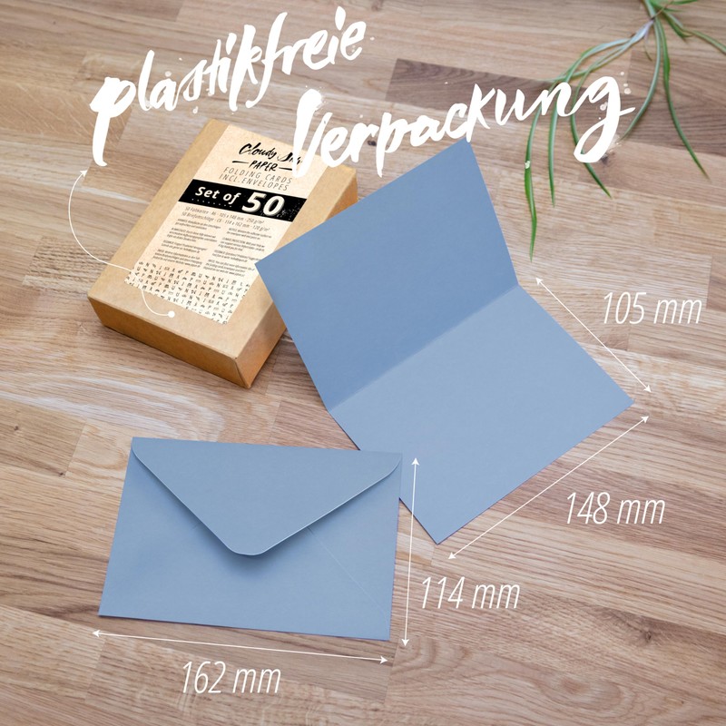 Japun - Set of 50 blank folding cards with envelopes,