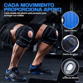 2 Piezas Rodilleras Deportivas Ajustable, Rodilleras de Soporte Transpirable con Estabilizadores Laterales y Arandelas de Silicona, Protector de Rodil