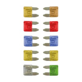 Tek Automotive Mini Blade Fuse Assortment 10 Pack - Car Fuse Set, Automotive Fuses, Blade Fuses Kit for Cars, Motorcycles, Caravans