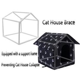 Cat Houses for Outdoor Cats Outdoor Houses for Feral Cats House with Weatherproof Canvas Roof Stray Shelter (Large cat Houses, Black pet House)