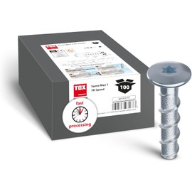 TOX Sumo Max 1 FK Speed Screw Anchor, 6 x 28 mm, M, Concrete Screw Made of Galvanised Steel with Flat Head and Low Drilling Depth, Quick Assembly, Approved by Building Inspection, Pack of 100