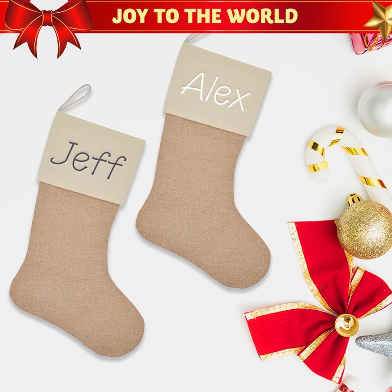 JOYIN 6 Pcs 18” Plain Burlap Christmas Stocking, Xmas Fireplace