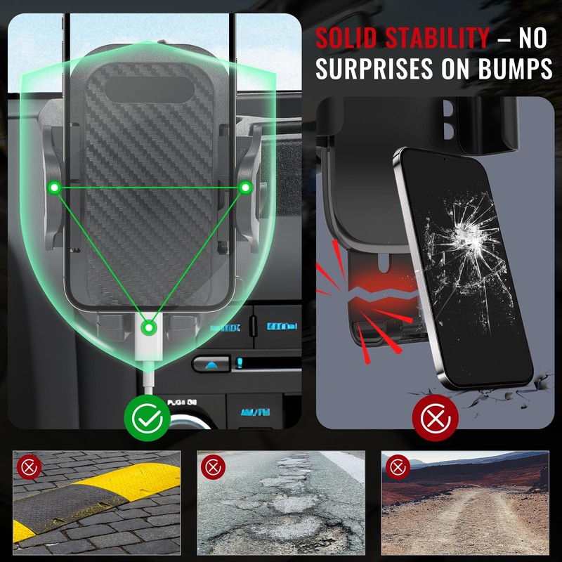 Upgraded Phone Mount Compatible with Jeep Wrangler JK JKU 2012-2018