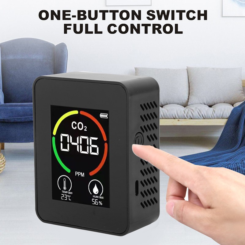 CO2 Detector Air Quality Monitor TVOC Tester USB Charging Thermometer