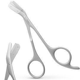 THRAU Eyebrow Scissors with Comb, Stainless Steel Precision Scissors, Safety Design, Ergonomic Handle, Sharp Blades, Eyebrow Trimmer for Men and Women, Travel & Home