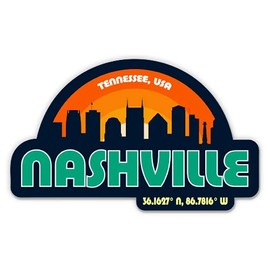 Squiddy Nashville Tennessee City Skyline - Vinyl Sticker for Car, Laptop, Notebook (5" Wide)