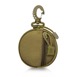 WisePoint Outdoor Coin Purse for Men, Nylon Coin Wallet Small Coin Pouch with Removable Hook, Lightweight Small Coin Bag Change Pouch Coin Purses for Hiking, Climbing, Cycling, Shopping (Brown)