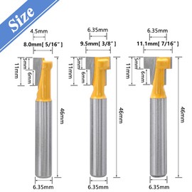 Mesee 5 Pieces T-Slot Router Bit Set, 1/4 Inch Shank T Slotting Keyhole Router Bits Woodworking T-Track Grooving Milling Cutter Tool for 5/16", 3/8", 1/2", 7/16", 5/8" Hex Bolts