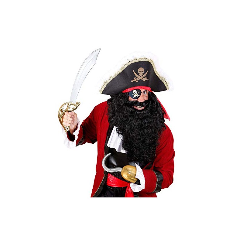 Widmann 09833 Metallic Pirate Hook with Sleeves, Buccaneer, Costume, Accessory,