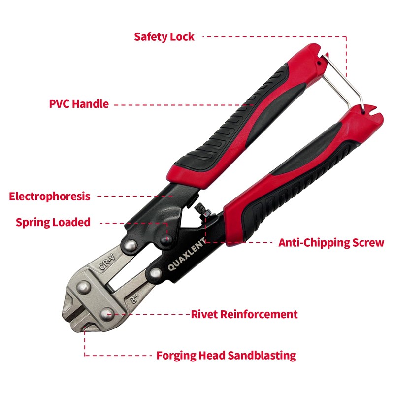 QUAXLENT 8 Inch Mini Bolt Cutter CR-V Blade Heavy Duty