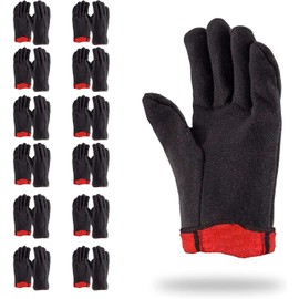 ABC Brown Polyester and Cotton Jersey Gloves for Men, 9.5 Inches. 144 Pairs Red Fleece Lined Cotton Jersey Work Gloves for Women with Open Cuff. Gunn Seams Cotton Gardening Gloves. Cotton Work Gloves