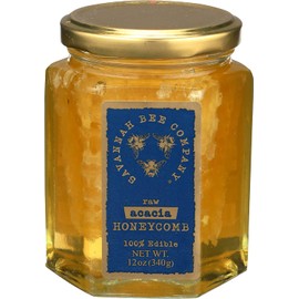 Savannah Bee Co, Honey Comb Acacia Hex Jar, 12 Ounce