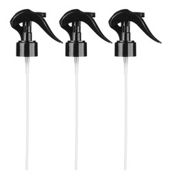 Speak Naturals Black Fine Mist Trigger Sprayer with 6-3/4" Dip Tube, 28mm 28-410 (Pack of 3)