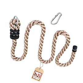 h2i Climbing rope for children, climbing rope without knots, rope for climbing for play tower, tree house and climbing tower, rope including locking ring and carabiner, outdoor climbing toy, length 2