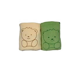 Thirsty Bee Microfiber Bear Pattern Bath Towels Set (Cream & Green)