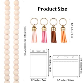 KFHENSOMR Cute Wooden Beaded Lanyards, 1pcs Teacher Lanyard with ID Holder for Work Jewelry Christmas Gifts Teacher Supplies, Fashion Cute Boho Breakaway Lanyard for Women