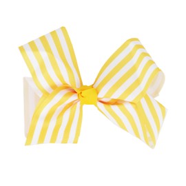 Hair Bow with Striped Grosgrain Ribbon, 6 inch Hairbow (Yellow)