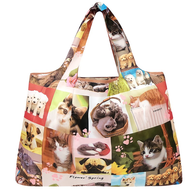 Bowbear Foldable Nylon Reusable Shopping Grocery Bag, Pet Lovers