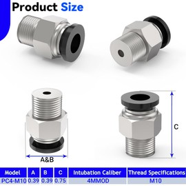 EterMutable 30Packs 4MM OD Tube x M10 Thread Black Straight Push to Connect Fittings,Pneumatic Male Quick Connect Air Line Hose Fittings Accessories 3D Printer