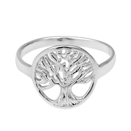 AeraVida Handcrafted Mystic Tree of Life .925 Sterling Silver Ring (8) | Round Tree of Life Ring for Women | Fashion Jewelry