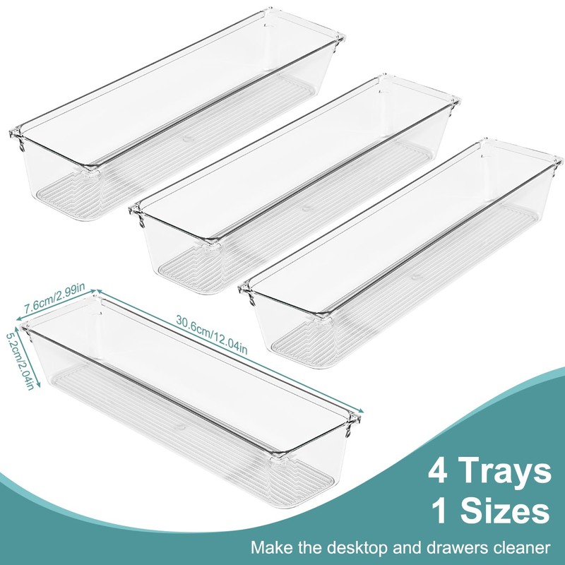 Esteopt Drawer Organisers, 4 Pcs Plastic Storage Drawers, Versatile Storage