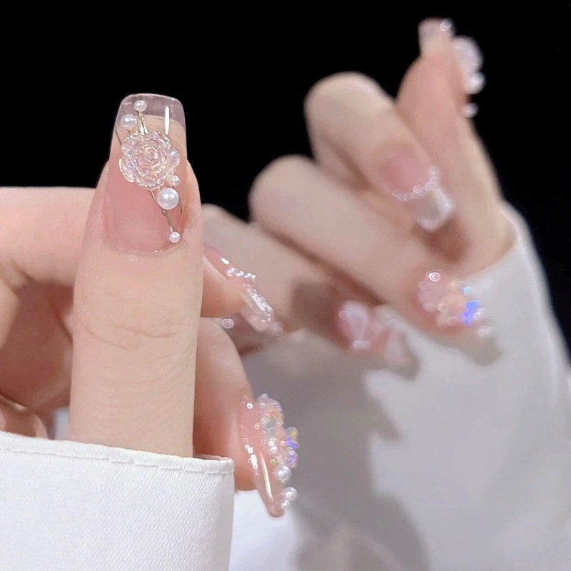 Nail Tips 24 Pcs Set Long False Nail 3D Glossy